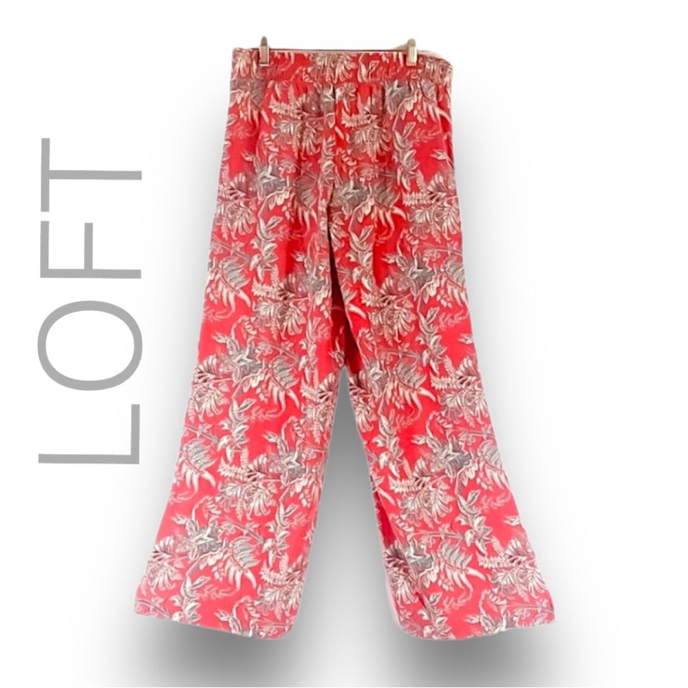 LOFT VTG palazzo pants coral green & white paisley print S